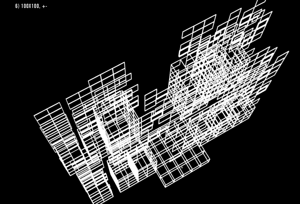 X Y Z マトリックス空間のコンピューター解析をもとに実際の舞台機構に適応できる様にモデリングで検討した<br />
Image by Shizuka Hariu